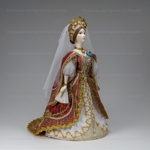 Russian Girl hand made Porcelain Doll in a 19th century Dress - 11 Inches (by Le Russe)