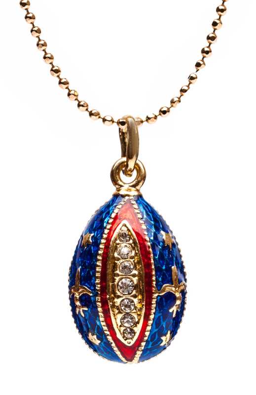 Leaf Blue and Red Egg Pendant