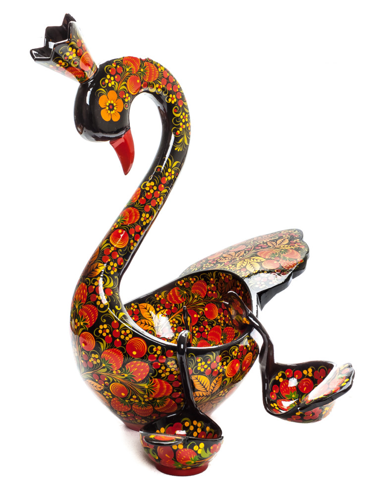 170x290 mm Duck Khokhloma hand painted wooden Ladle for Wine with small Ladles