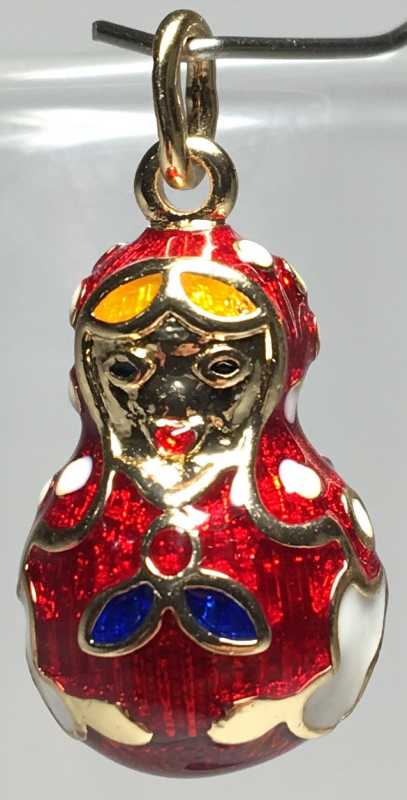 Matryoshka Enamel Egg Pendant