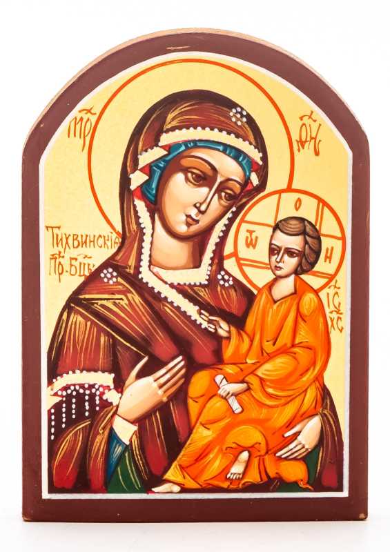 60x85 mm Tikhvinskaya Godmother handpainted wooden Icon (by Galina Studio)