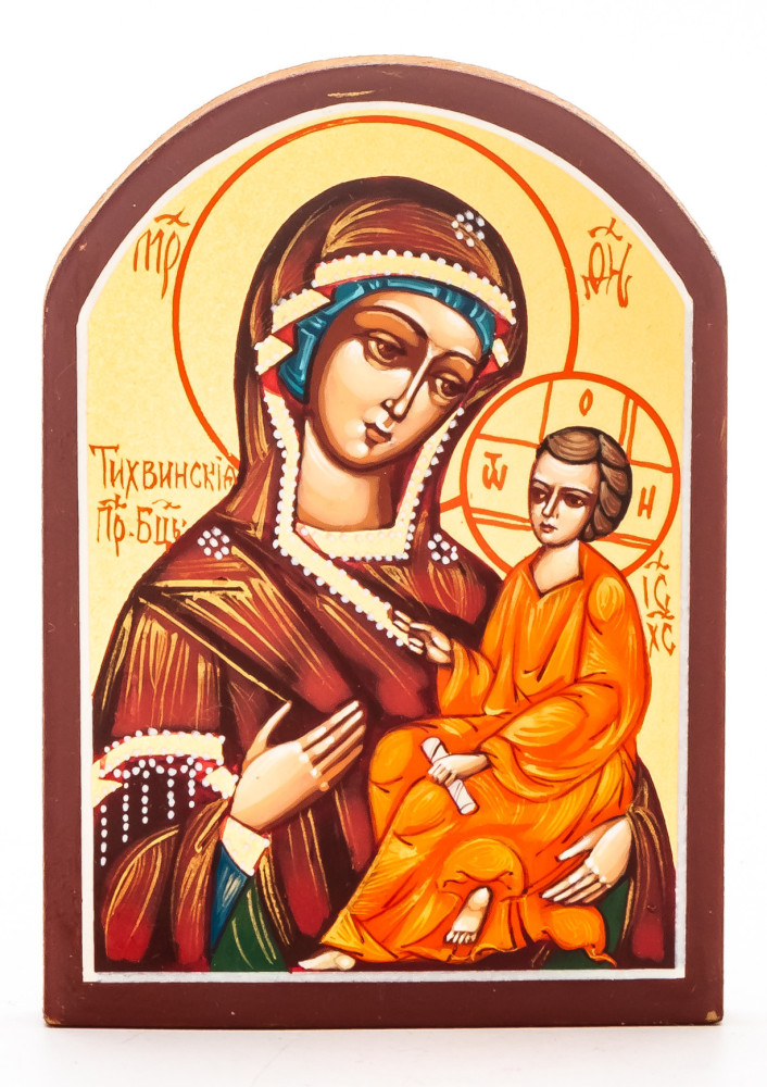 60x85 mm Tikhvinskaya Godmother handpainted wooden Icon (by Galina Studio)