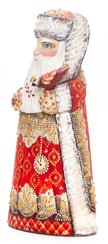 240 mm Santa Claus Carved Wood Hand Painted Collectible Figurine  (by Natalia Nikitina Workshop)