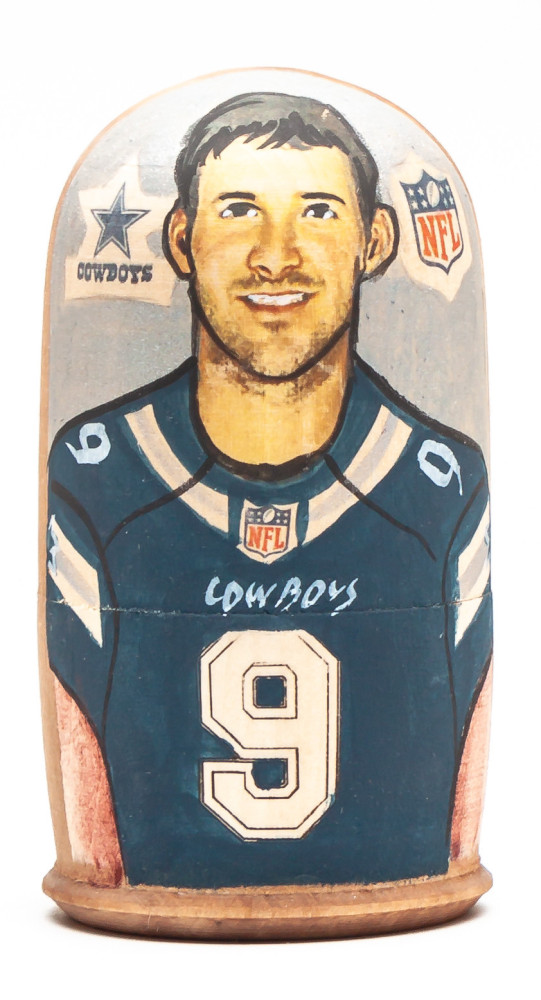 100mm Tony Romo Hand Painted Matryoshka Doll 5 pcs (by Konstantin Studio)