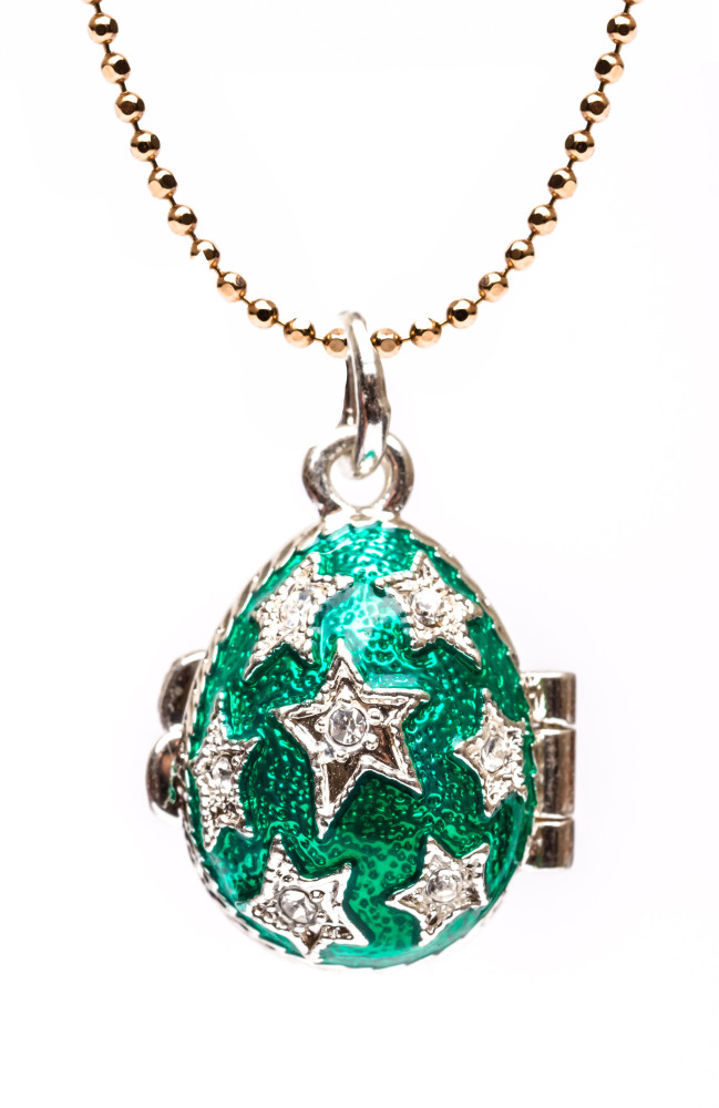 Stars Opening Green Egg Pendant