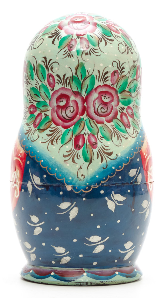 140 mm Russian Winter hand painted on Wooden Matryoshka doll 5 pcs (by Valeria Crafts)