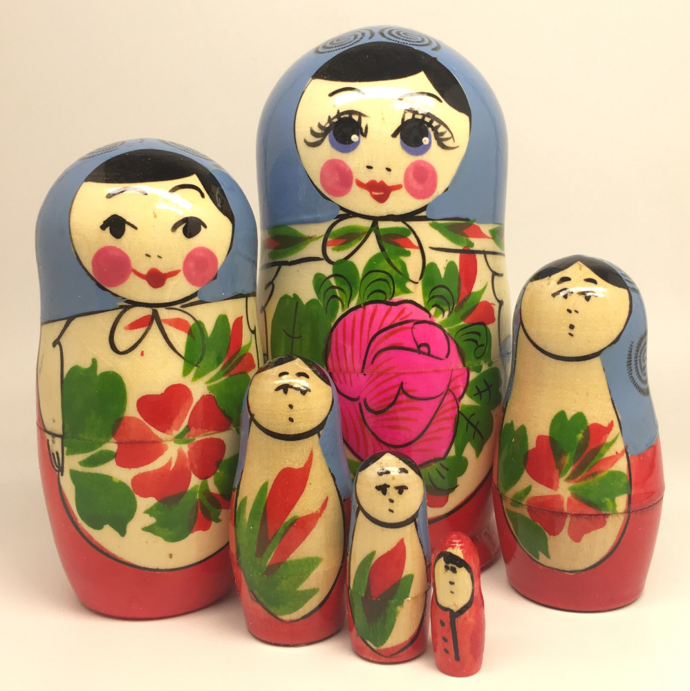 U Semenovskaya Hand Painted Matryoshka Doll 6 pcs