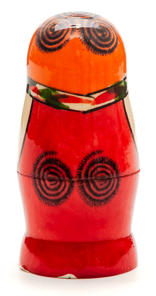 70 mm Orange Head Semenovskaya handpainted wooden Russian Matryoshka Doll 3 pcs (by Ivan Studio)