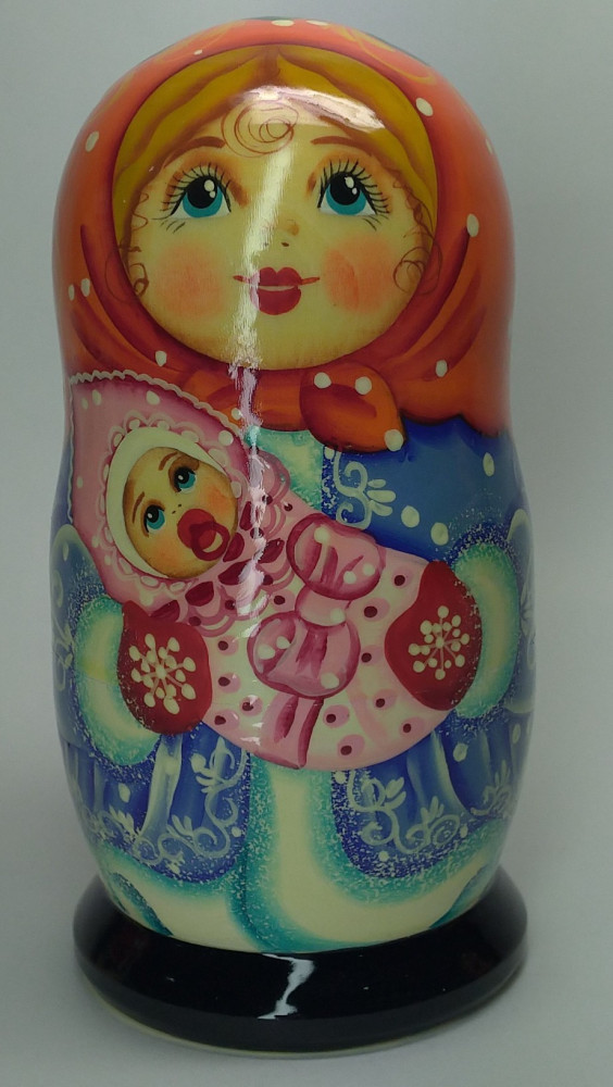 120mm Winter Promenade hand painted Matryoshka 3pcs (by Gift Shop)
