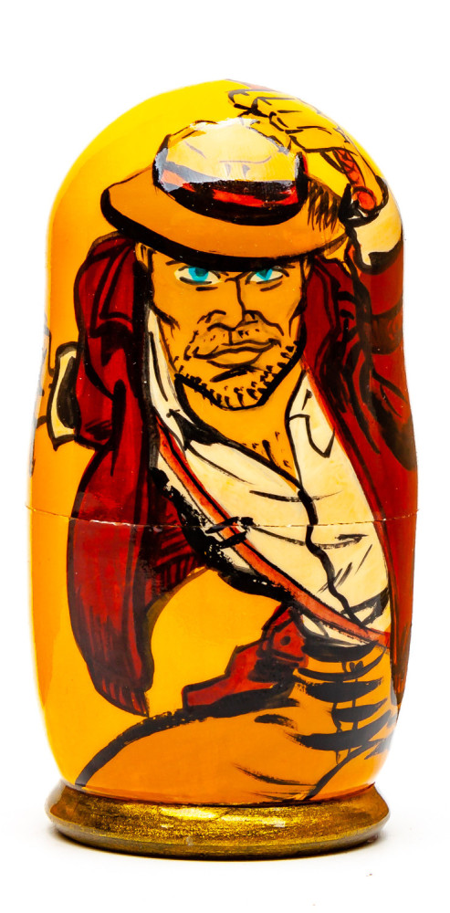 110mm Indiana Jones Hand Painted Matryoshka Doll 5 pcs (by Konstantin Crafts)