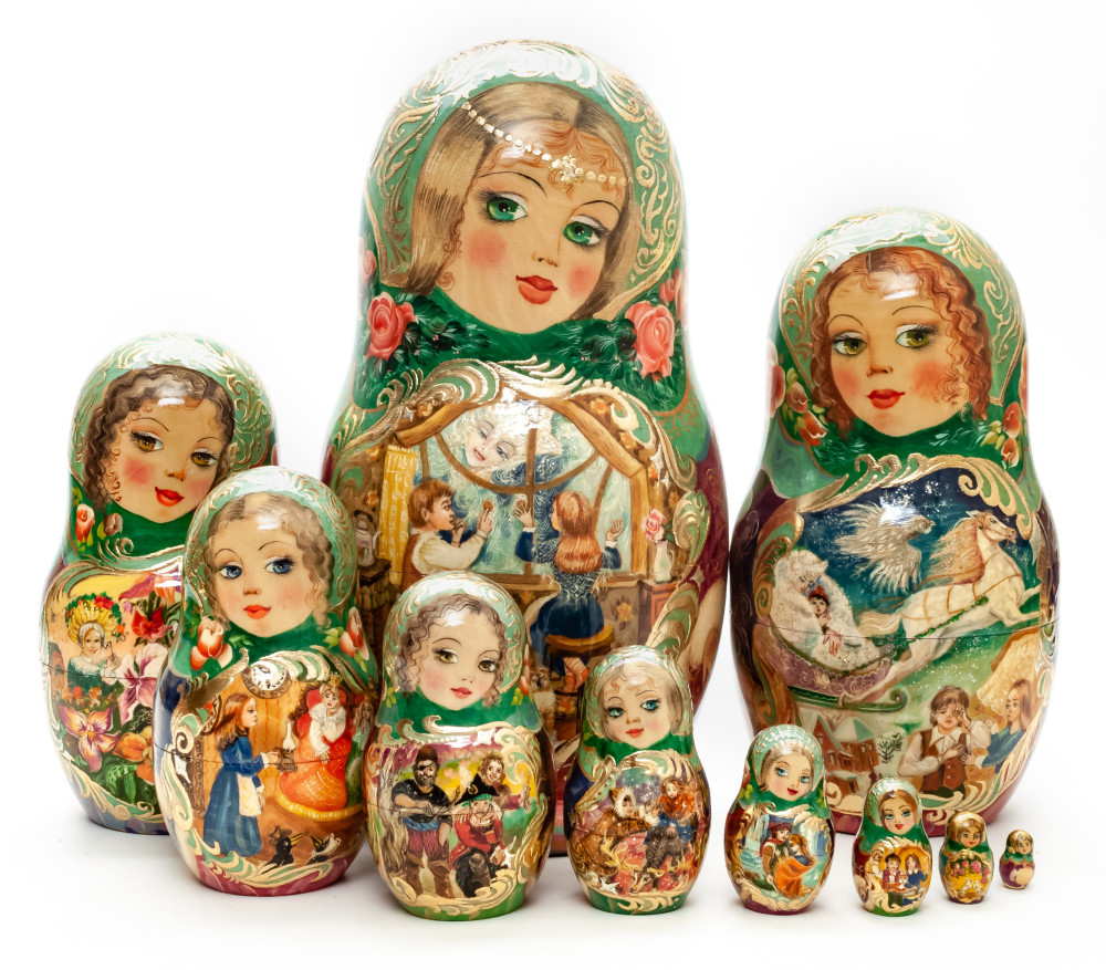 Shop Exclusive Nesting Dolls 260 mm The Snow Queen hand painted on Wooden Matryoshka doll 10 pcs (by Valeria Crafts) online at Skazka.site | Eligible for fast shipping and free returns. 260 mm The Snow Queen hand painted on Wooden Matryoshka doll 10 pcs (by Valeria Crafts)