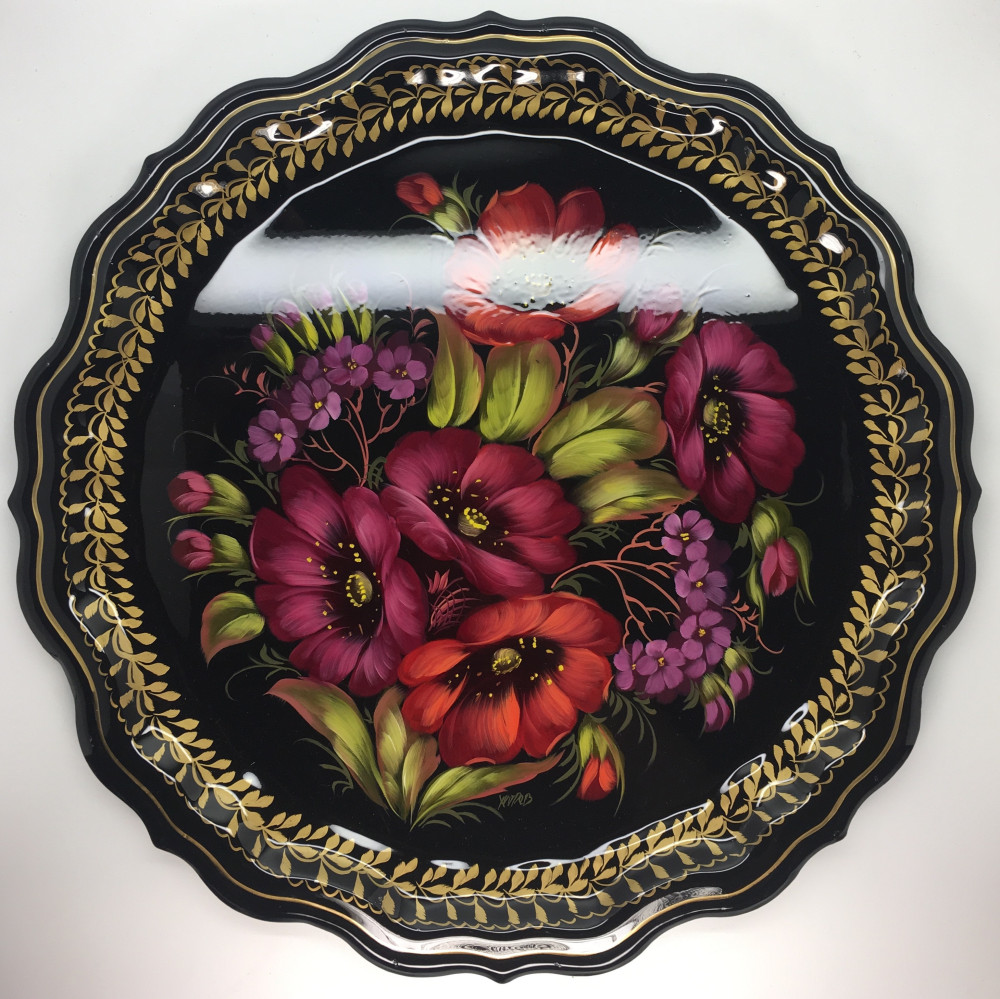 Zhostovo Hand Painted Metal Tray