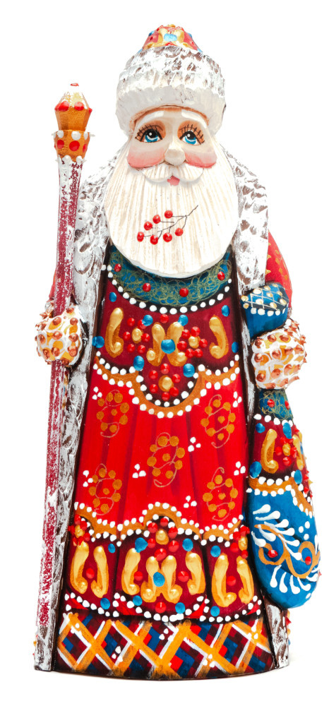 170 mm Santa Claus hand carved and painted wooden figure with a Bag of Gifts (by Natalia Workshop)