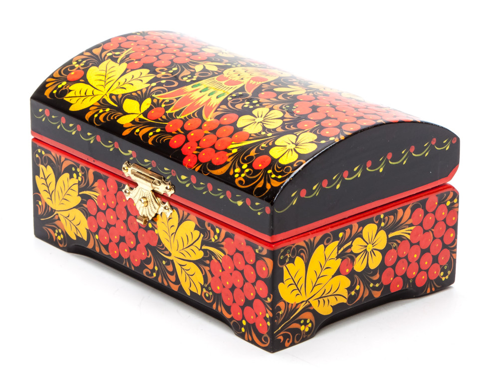 120x80 mm Khokhloma Painting Jewellery Wooden Box