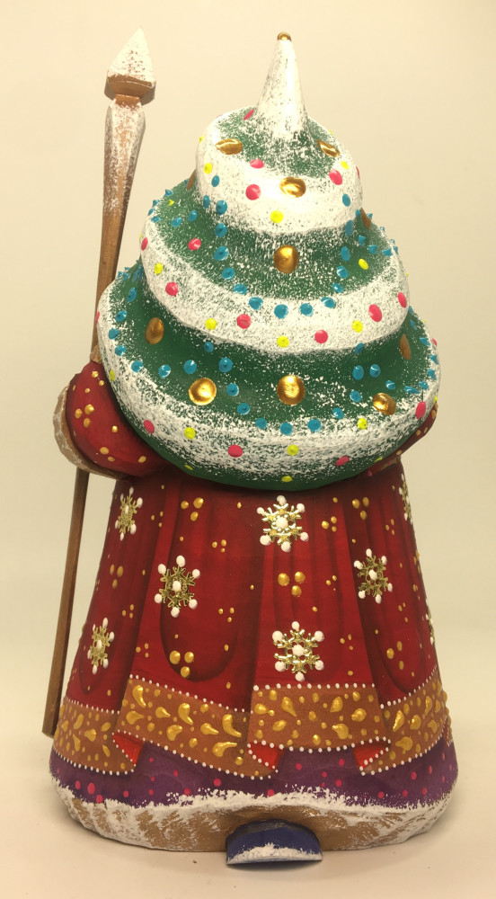160 mm Santa Claus with a Christmas tree and a Bag of Gifts Carved Wooden Figure hand-painted (by Igor Wooden Carvings Studio)