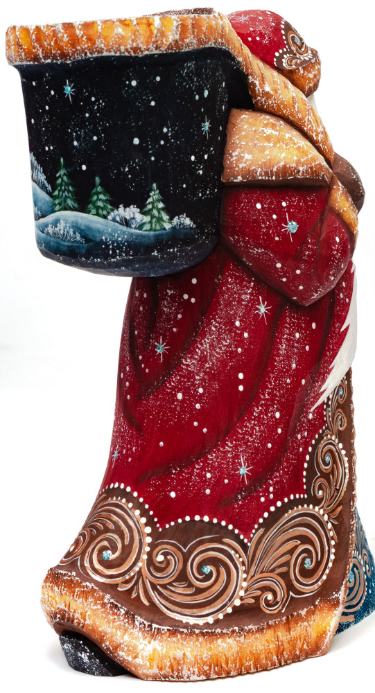 180 mm Running Santa Claus with Staff and Bag of Gifts (by Sergey Christmas Workshop)