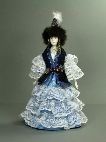 Kazakh Girl hand made Porcelain Doll - 11 Inches (by Le Russe)