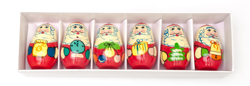 220x70 mm Russian Christmas Tree Ornaments set of 6 pcs (by Andrey Studio)
