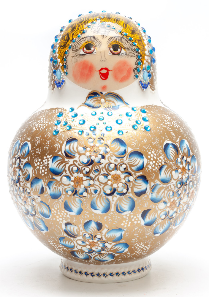220 mm Russian North Pattern hand painted Wooden Matryoshka Doll 20 inside (by Snezana Studio)