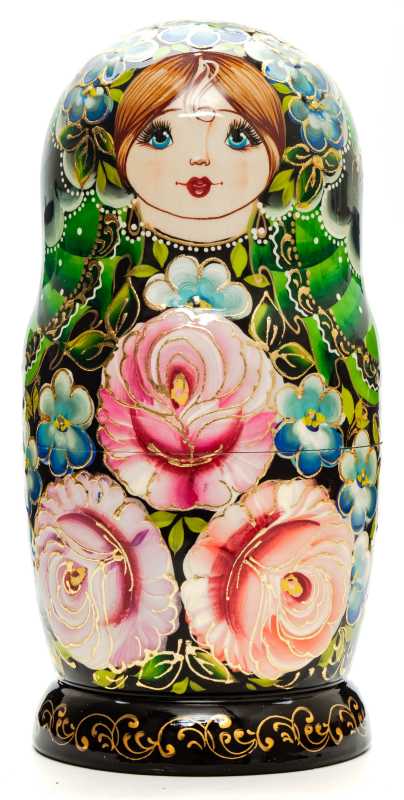 200 mm Summer Flowers hand painted Russian Matryoshka Doll 7 pcs (by Summer Shine)