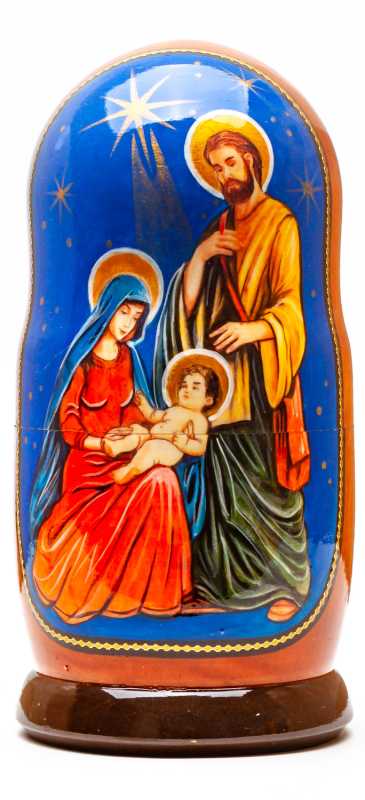 180mm The Nativity of Jesus hand painted on wooden Matryoshka doll 5 pcs (by 3A Studio)