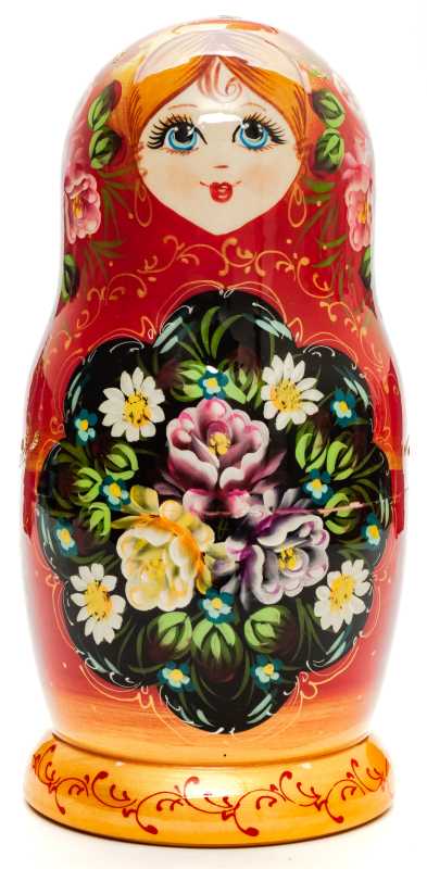 200 mm Summer Flowers hand painted Russian Matryoshka Doll 5pcs (by Summer Shine)