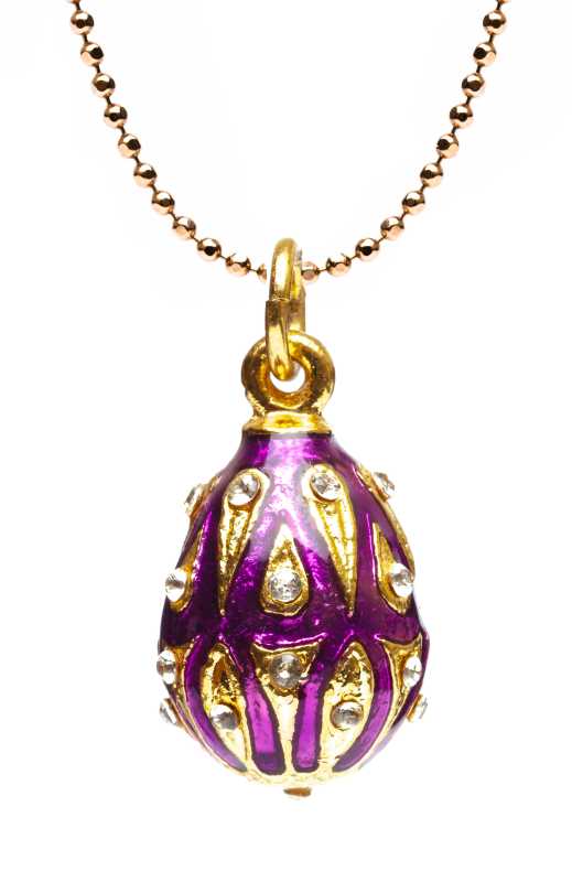 Pattern with Rhinestones Violet Egg Pendant