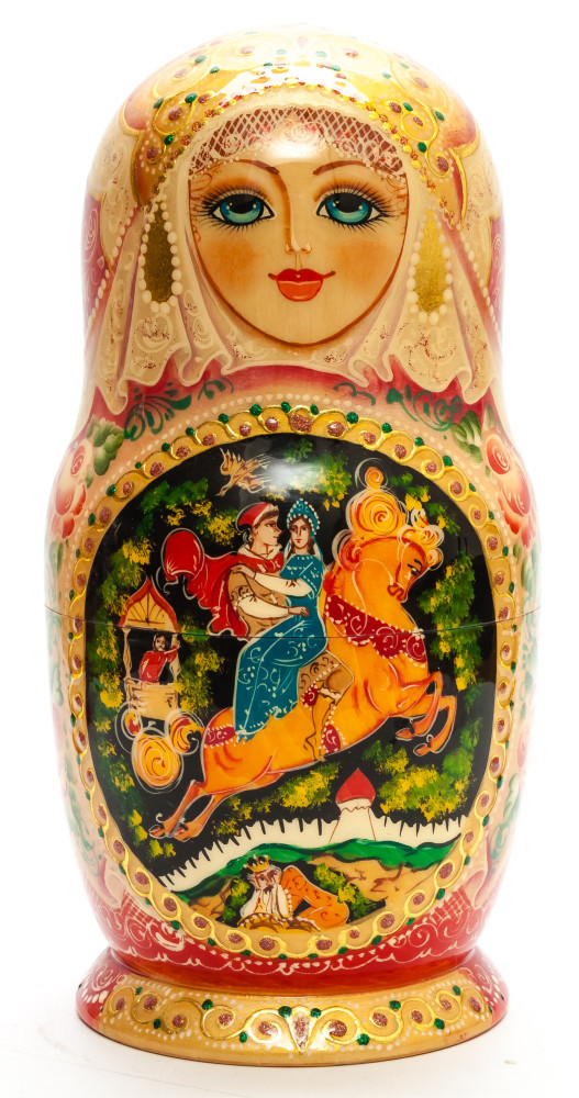 Shop Exclusive Nesting Dolls 300 mm Sleeping Beauty fairytale hand painted wooden Matryoshka doll 10 pcs (by GOLDEN COCKEREL) online at Skazka.site | Eligible for fast shipping and free returns. 300 mm Sleeping Beauty fairytale hand painted wooden Matryoshka doll 10 pcs (by GOLDEN COCKEREL)