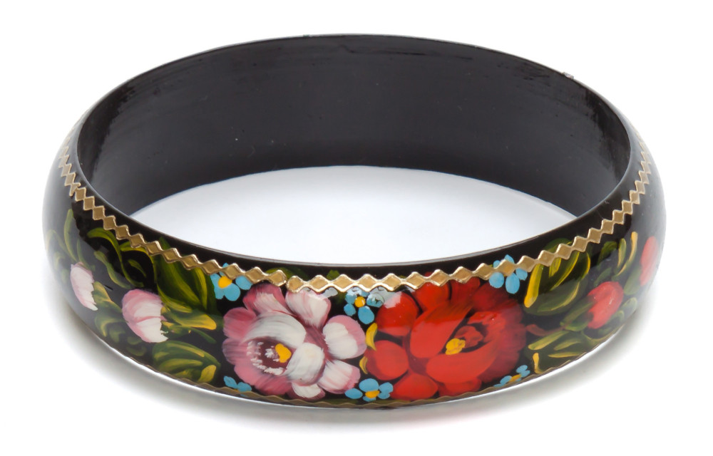 80x20 mm Zhostovo Hand Painted Bracelet (by Lada Workshop)