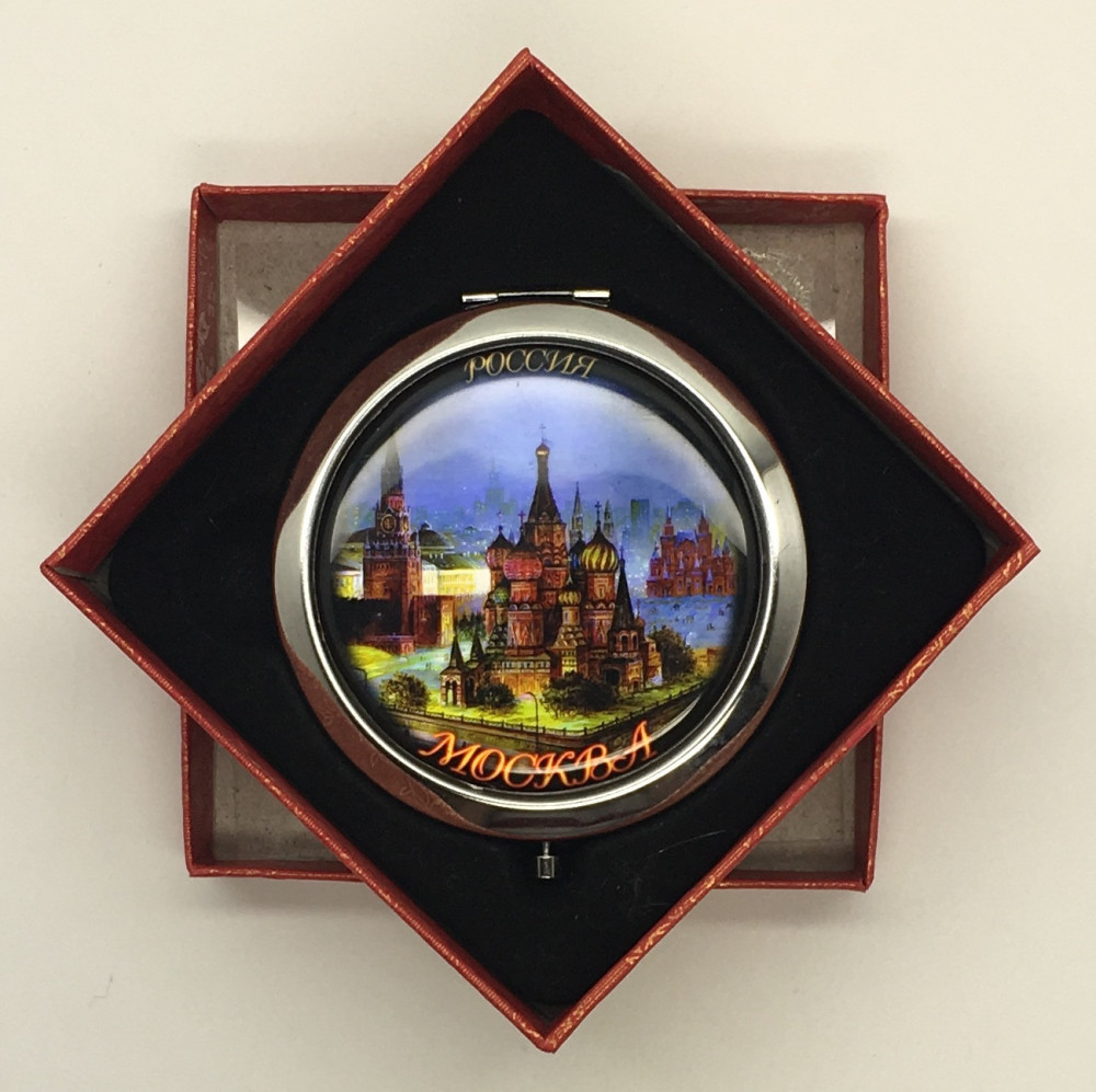 Compact Mirror with Night St.Basil Cathedral