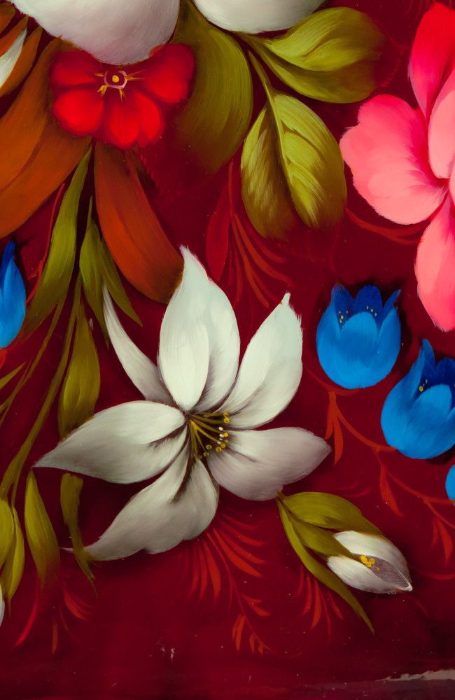 345x450 mm Zhostovo Patterns hand painted and lacquered by Dabilova Metal Forged Tray (by Lada Crafts)