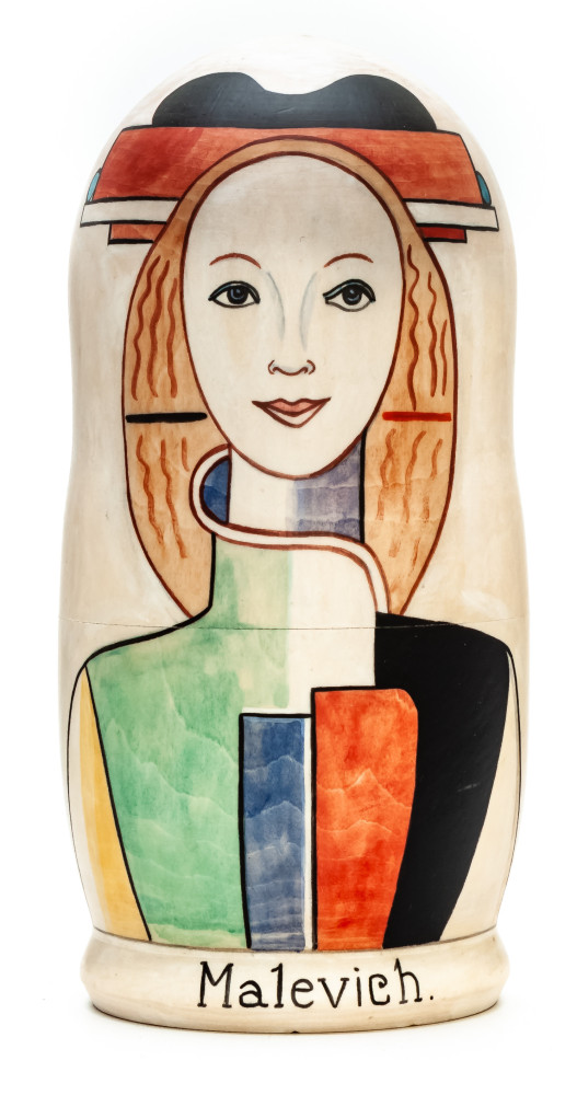 180 mm Girl with a Comb in her Hair by Malevich hand painted on wooden Matryoshka doll 5 pcs (by Alexander Famous Paintings Studio)