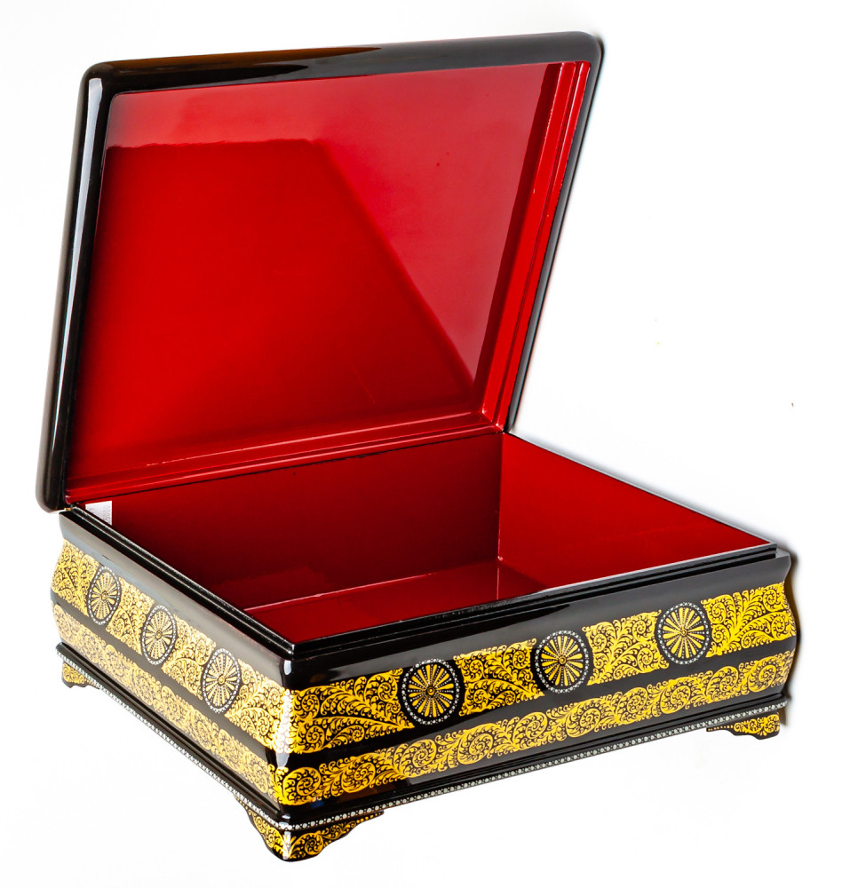 310x270mm Russian Troika hand painted lacquered box from Palekh (by Pavel Studio)