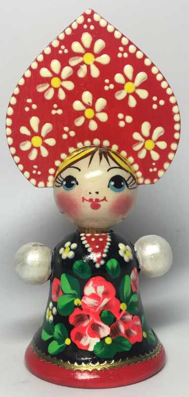 85 mm Russian Girl in Kokoshnik hand painted Wooden Doll (by Maya)