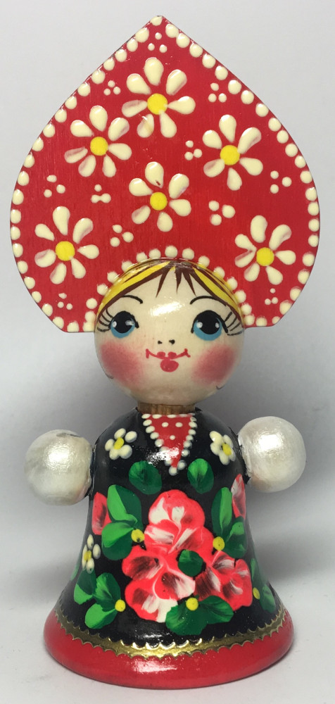 85 mm Russian Girl in Kokoshnik hand painted Wooden Doll (by Maya)
