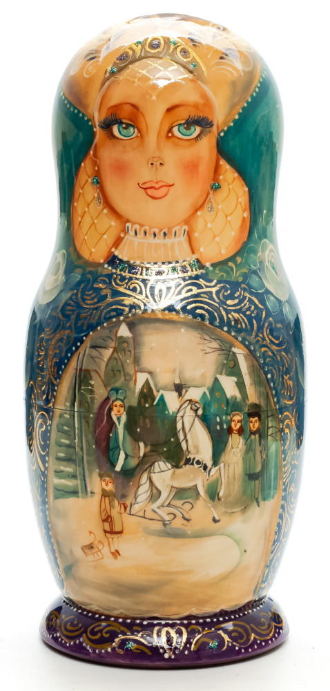 260mm The Snow Queen hand painted Matryoshka round Doll 7pcs (by Golden Cockerel)
