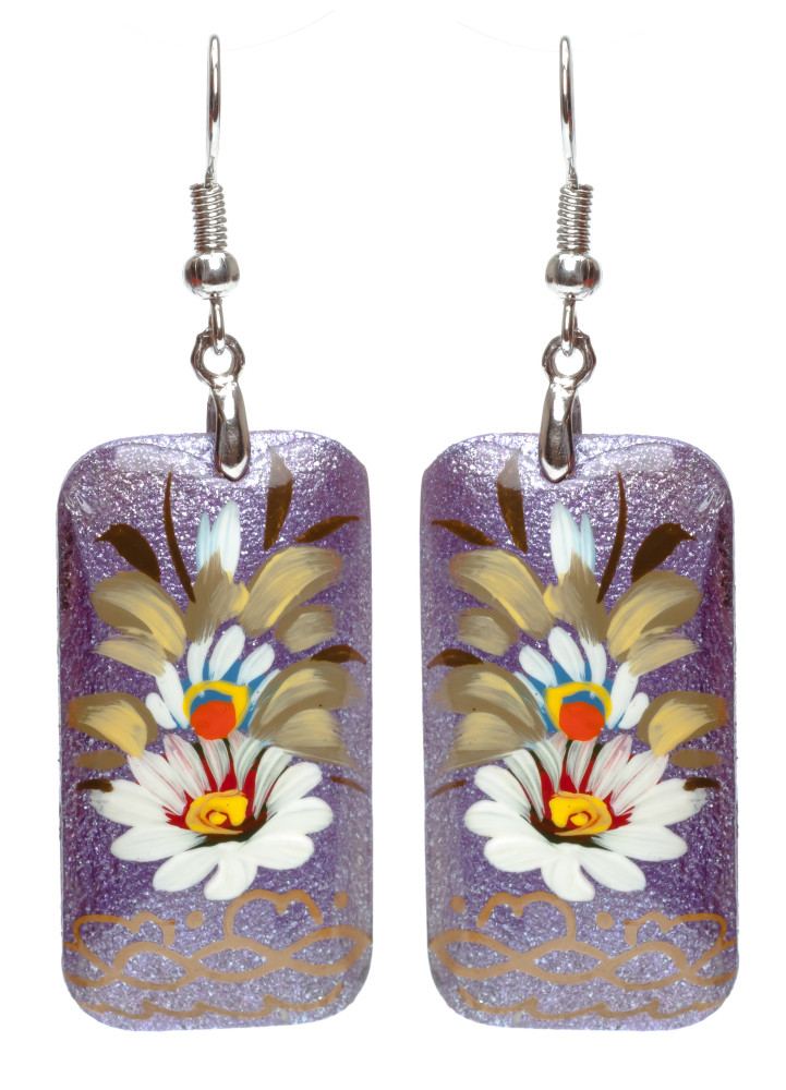 20x35mm Zhostovo wooden Earrings (by Lada Workshop)