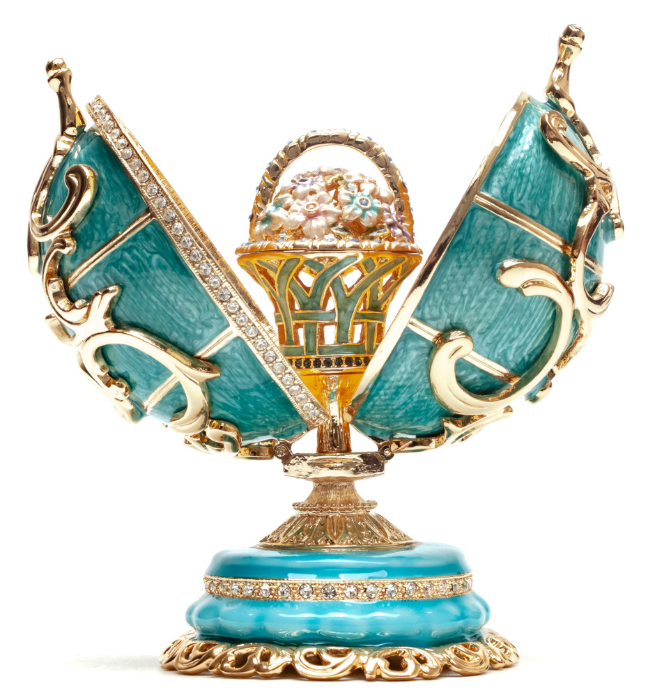 130 mm Double Ornament Blue Easter Egg with the Basket