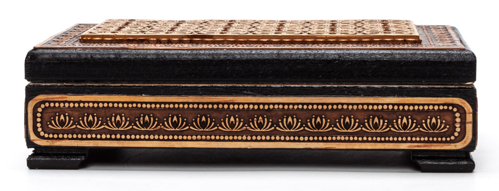 100x155 mm Siberian Patterns hand made Birchbark Jewelry Box (by Maxim Birch)