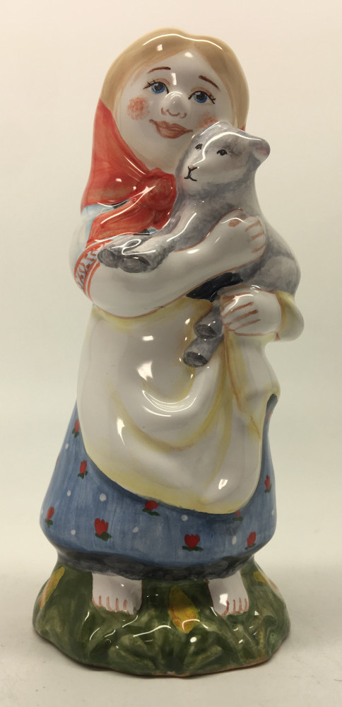 Herder Russian Girl hand painted Ceramic Statue (by Maiolica)