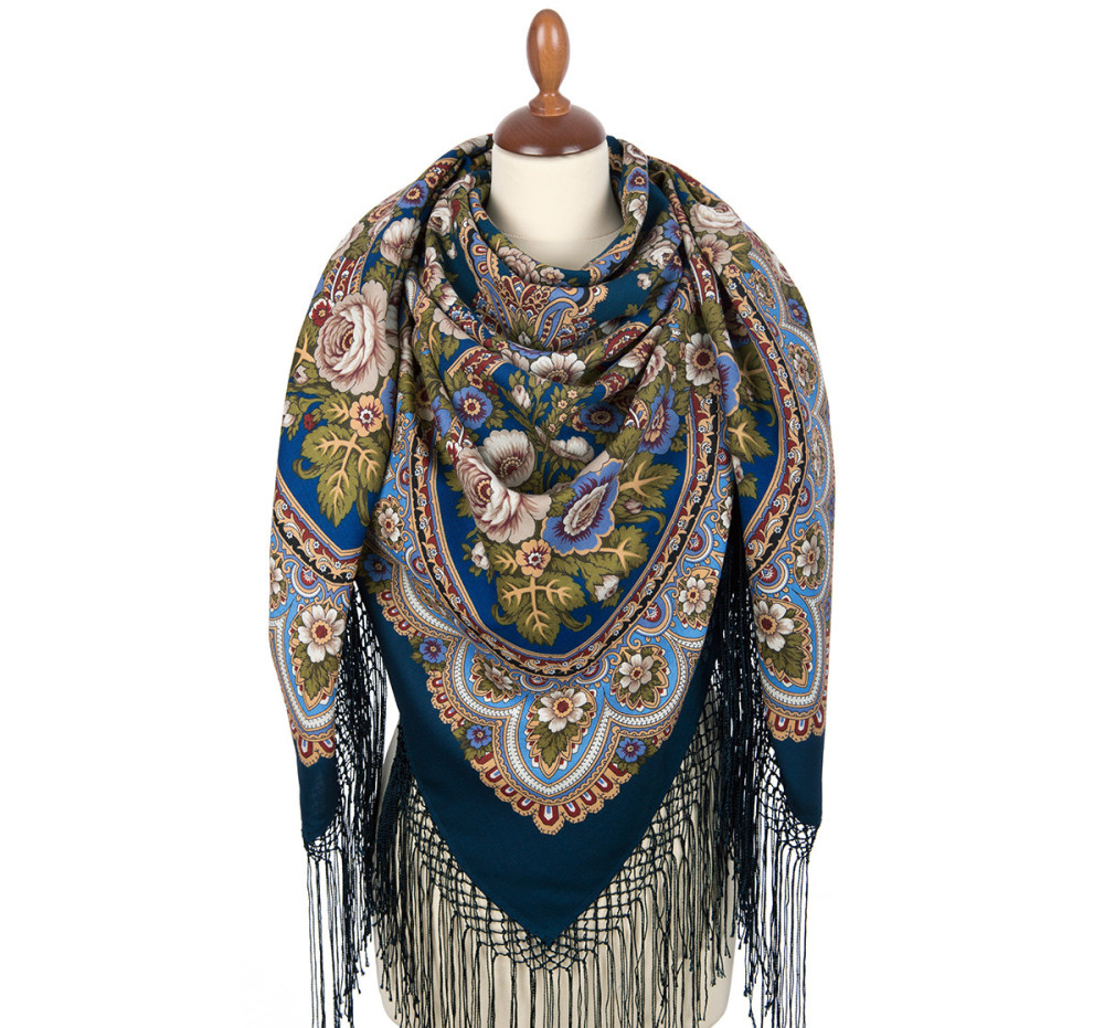 Shop Thick Woolen Fabric Shawls with Silk Fringe 148x148 cm Шаль «Посадский» online at Skazka.site | Eligible for fast shipping and free returns. Шаль «Посадский»