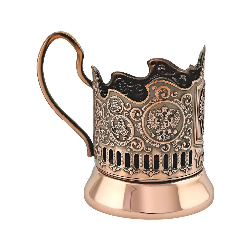 Coat of arms of the Russian Federation copper tea glass holder