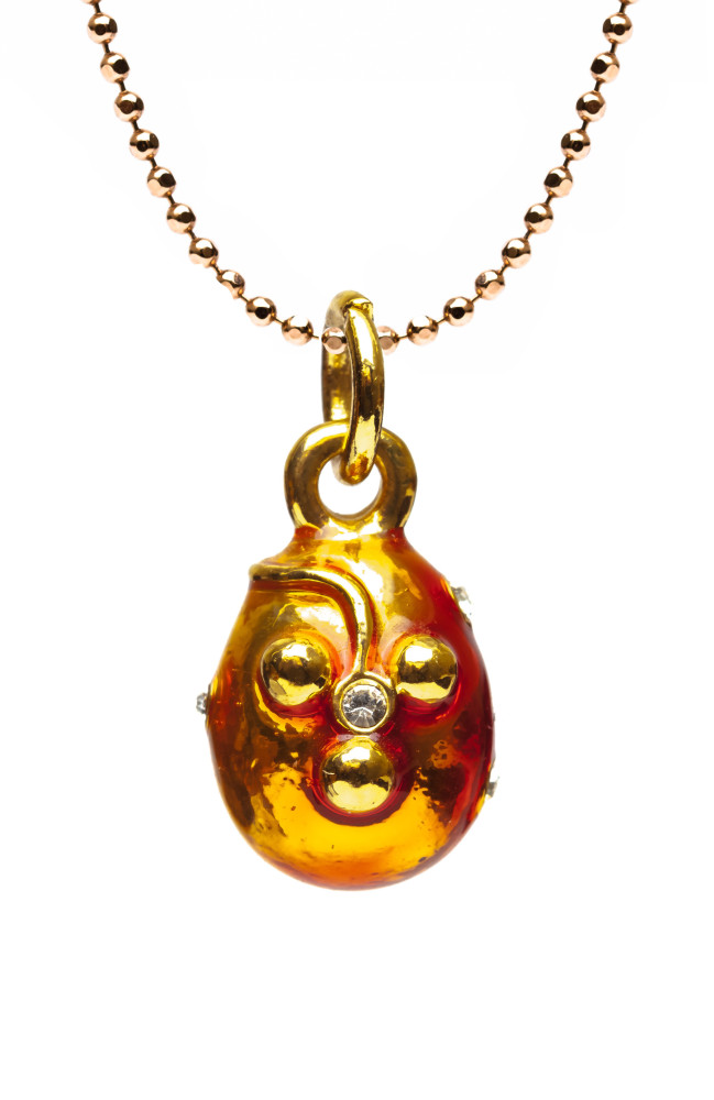 Flower Small Orange Egg Pendant