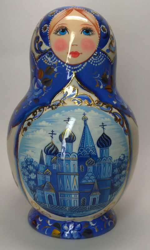 160 mm Moscow Cathedrals hand painted wooden round Matryoshka doll 10 pcs (by A Studio)