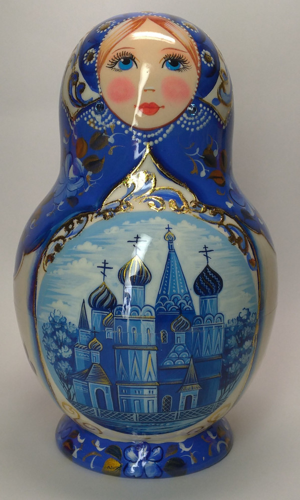 160 mm Moscow Cathedrals hand painted wooden round Matryoshka doll 10 pcs (by A Studio)