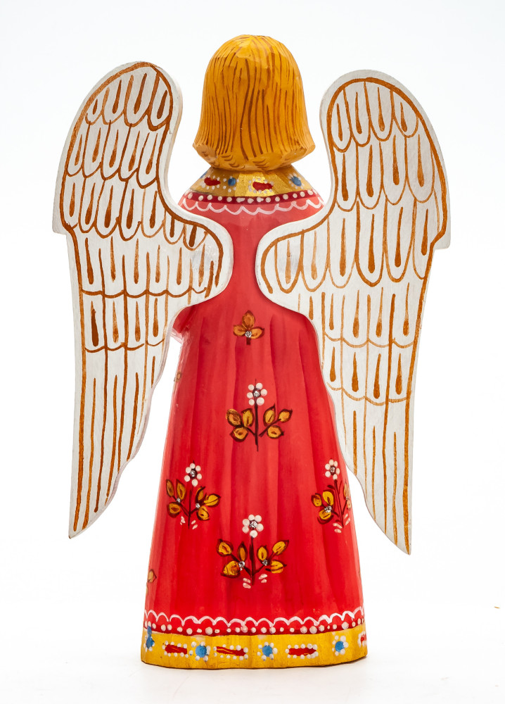 150 mm Angel with Wings hand painted wooden figurine