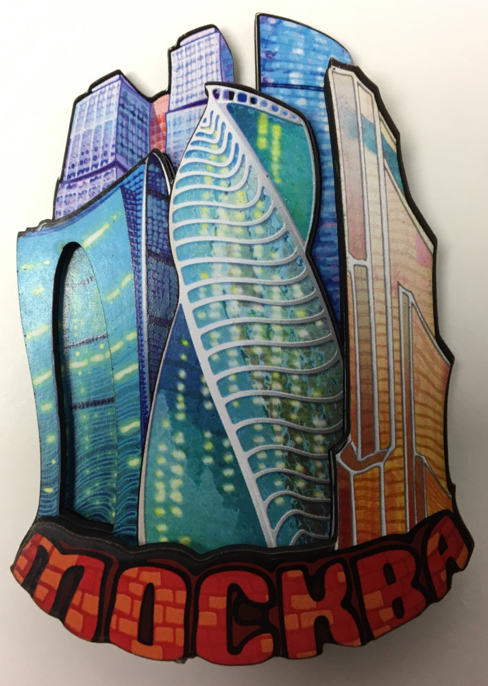 Moscow City 3D wooden fridge magnet (by AKM Gifts)