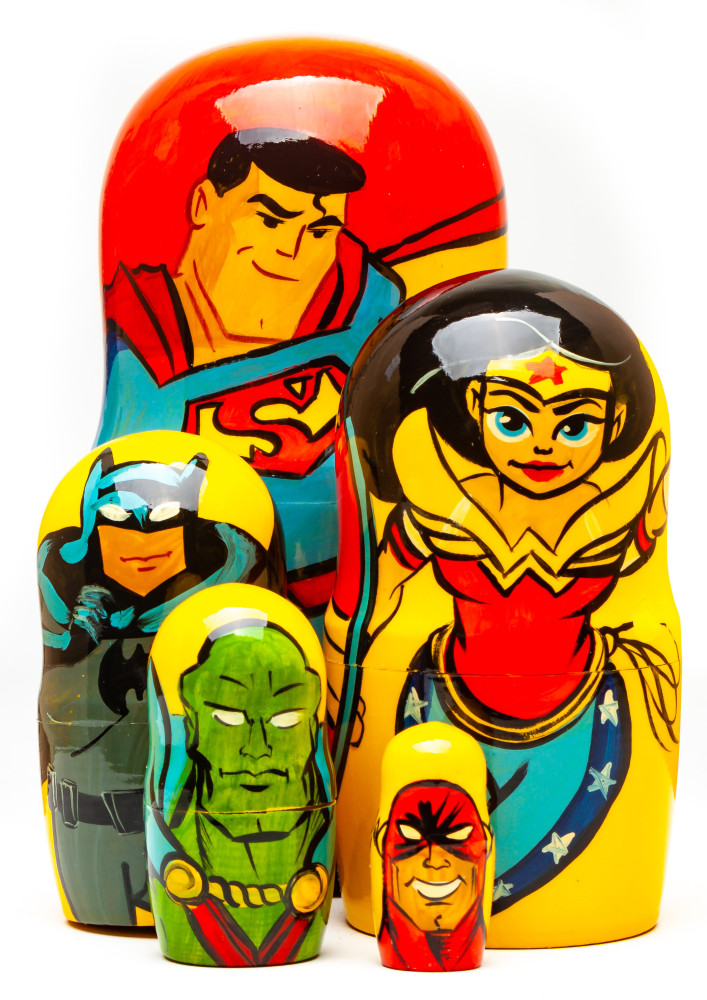 180mm Superman Hand Painted Matryoshka Doll 5 pcs (by Konstantin Studio)