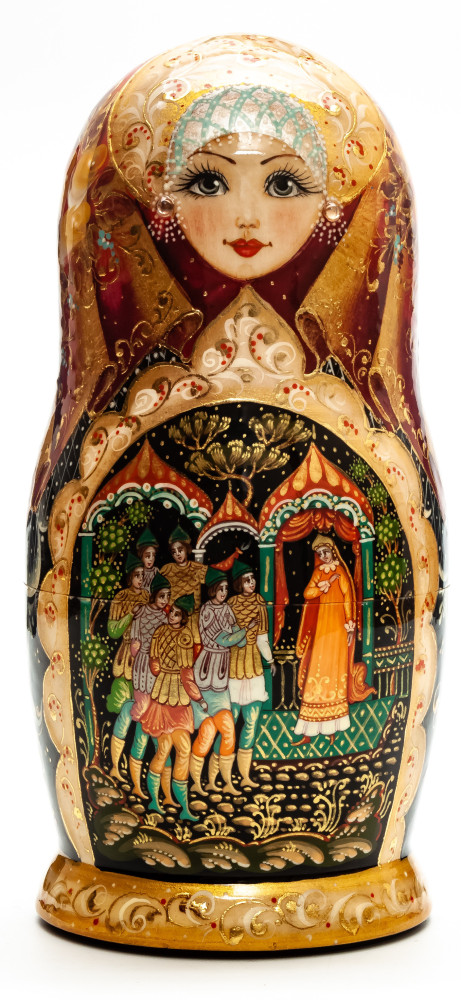 180 mm Natalie hand painted on Wooden Matryoshka doll 5 pcs (by Golden Cockerel Studio)