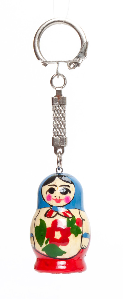 25 mm Semenovskaya Matryoshka Doll handpainted Wooden Key Chain (by Ivan Studio)